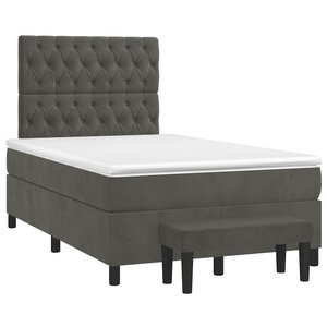 vidaXL Sommier à lattes de lit et matelas gris foncé 120x190cm velours