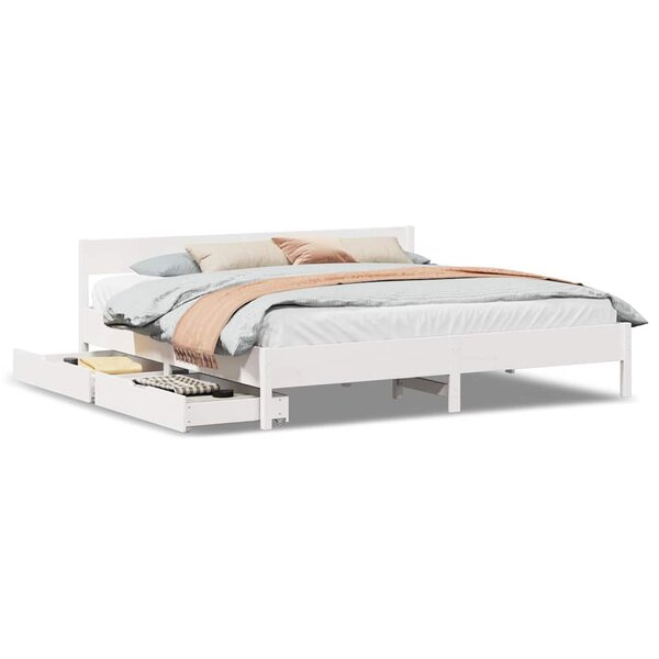 vidaXL Cadre de lit sans matelas blanc 160x200 cm bois de pin massif