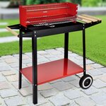 HI Gril barbecue au charbon 88x44x83 cm Rouge