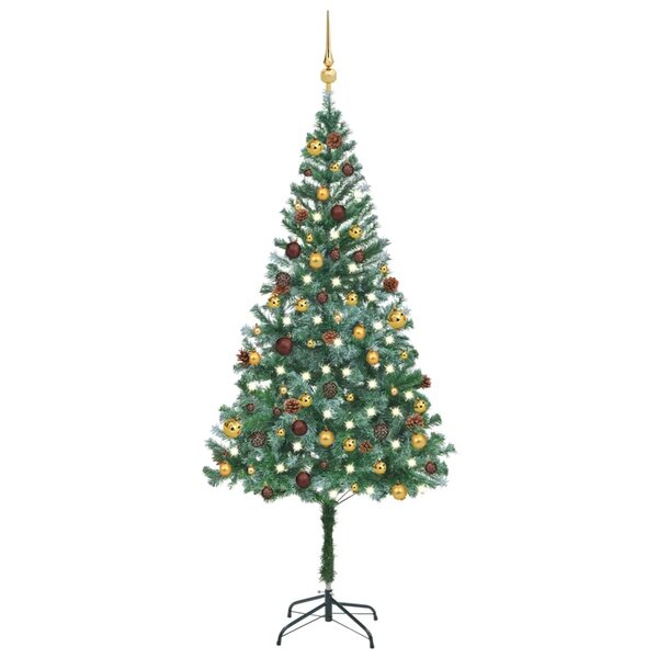 vidaXL Arbre de Noël artificiel pré-éclairé/boules pommes de pin 180cm
