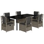 vidaXL Ensemble à manger de jardin et coussins 7 Pièces gris rotin