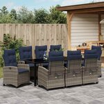 vidaXL Ensemble de salle à manger pour jardin 9 Pièces Gris polyrotin