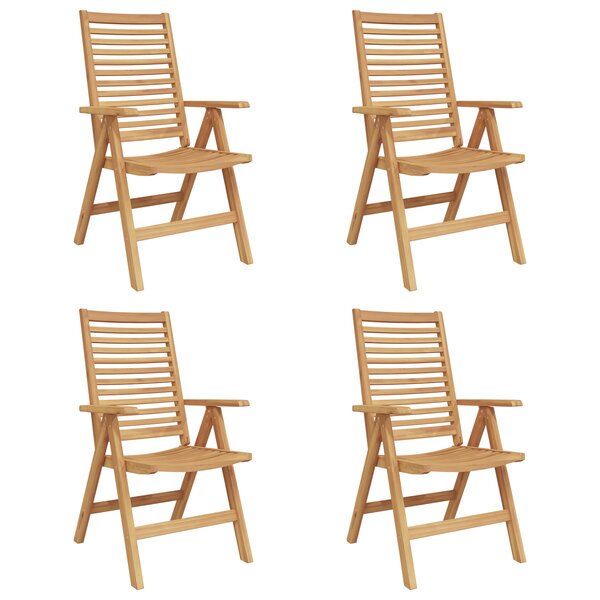 Chaises de jardin vidaXL pliantes 4 Pièces en bois massif de teck