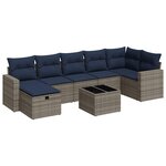 vidaXL Salon de jardin 8 Pièces avec coussins gris résine tressée
