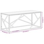 vidaXL Table basse argenté acier inoxydable et verre trempé