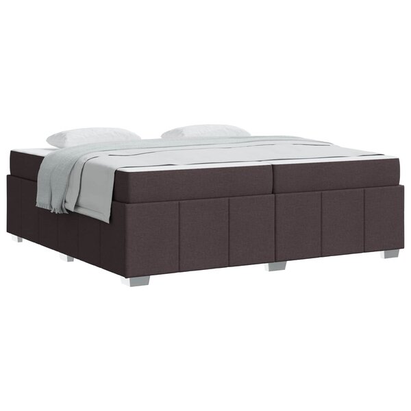vidaXL Cadre de lit avec matelas Marron foncé 200 x 200 cm tissu