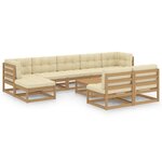 vidaXL Salon de jardin 10 Pièces avec coussins Marron miel Bois de pin
