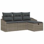 vidaXL Ensemble de canapé de jardin avec coussin 4 Pièces Gris Poly rotin