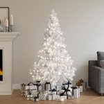 vidaXL Sapin de Noël artificiel pré-éclairé moitié/support blanc 180cm