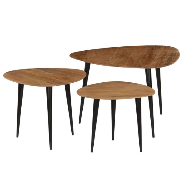vidaXL Tables basses 3 Pièces Bois d'acacia massif