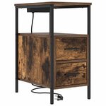 vidaXL Cabinet de chevet avec tiroir 2 Pièces Chêne fumé 30 x 48 x 61 cm