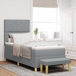 vidaXL Lit à ressorts avec matelas & banc Gris clair 90x190 cm tissu