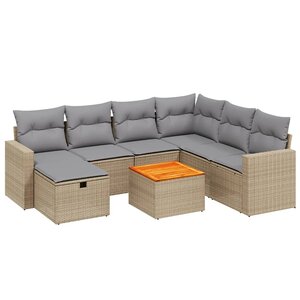 vidaXL Salon de jardin avec coussins 8Pièces mélange beige résine tressée