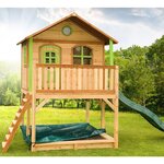 Axi maison pour enfants avec toboggan et échelle marc bois