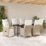 vidaXL Ensemble de salle à manger de jardin de 7 pièces avec coussins beige polyrotin
