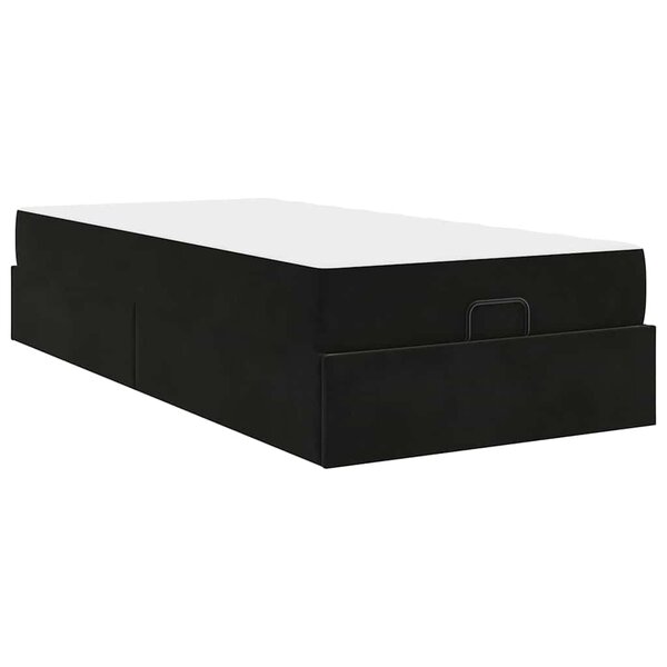 vidaXL Cadre de lit avec matelas Noir 100 x 200 cm Velours