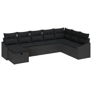 vidaXL Ensemble de canapé de jardin 8 Pièces Noir 55 x 62 x 69 cm