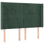 vidaXL Tête de lit avec oreilles Vert foncé 147x16x118/128 cm Velours