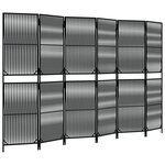 vidaXL Cloison de séparation 6 panneaux noir résine tressée