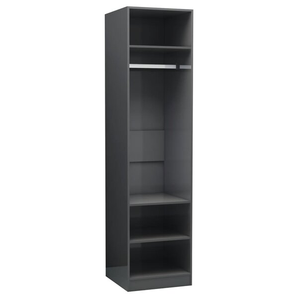 vidaXL Garde-robe Gris brillant 50 x 50 x 200 cm Aggloméré