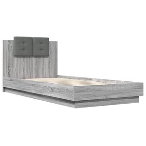vidaXL Cadre de lit avec tête de lit sonoma gris 100x200 cm