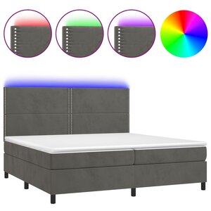 vidaXL Sommier à lattes de lit matelas et LED Gris foncé 200x200 cm