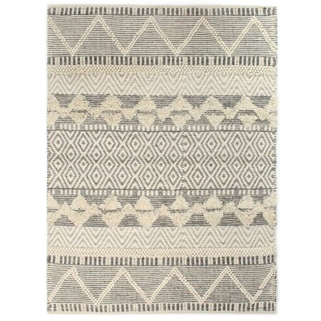 vidaXL Tapis en laine tissée à la main 80x150cm Blanc/Gris/Noir/Marron