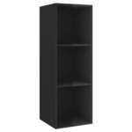 vidaXL Meuble TV mural Noir brillant 37x37x107 cm Bois d’ingénierie