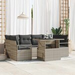 vidaXL Ensemble de canapé de jardin 7 Pièces Gris clair Poly rotin