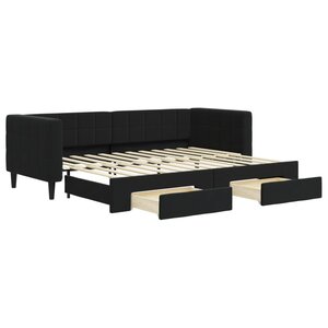 vidaXL Lit de jour avec gigogne et tiroirs noir 80x200 cm velours