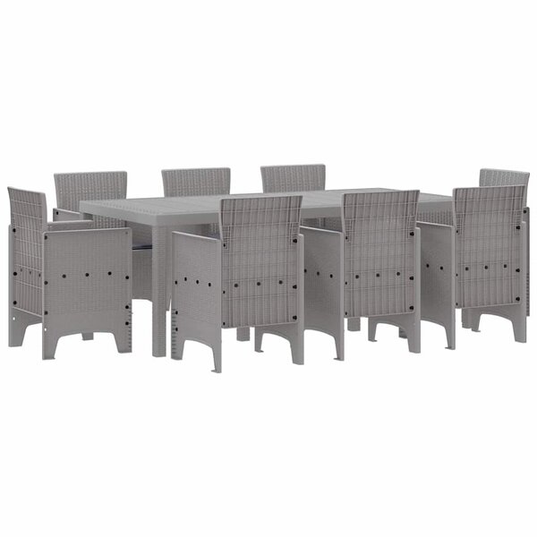 vidaXL Ensemble de salle à manger pour jardin 9 Pièces Gris clair