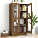 vidaXL Armoire à vitrine Chêne brun 82 5x30 5x150 cm Bois d'ingénierie