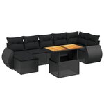 vidaXL Salon de jardin 8 Pièces avec coussins noir résine tressée