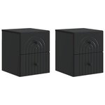 vidaXL Cabinet de chevet mural 2 Pièces Noir 33 x 34 5 x 40 cm