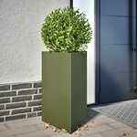 vidaXL Jardinières 2 Pièces vert olive triangulaire 50x43x75 cm acier