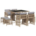 vidaXL Ensemble à manger de jardin et coussins 9 Pièces mélange beige