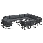 vidaXL Ensemble de canapé de jardin 13 Pièces Noir 70 x 70 x 32 cm