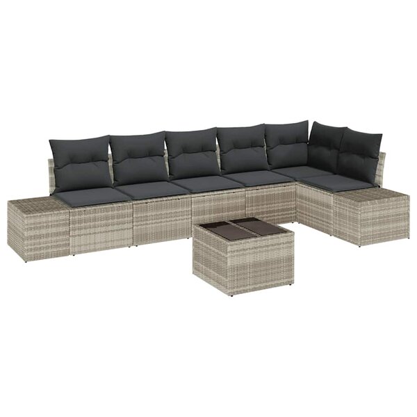 vidaXL Ensemble de canapé de jardin avec coussin 7 Pièces Gris clair