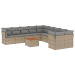 vidaXL Salon de jardin 11 Pièces avec coussins beige résine tressée