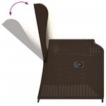 vidaXL Banc inclinable de jardin avec coussins marron résine tressée
