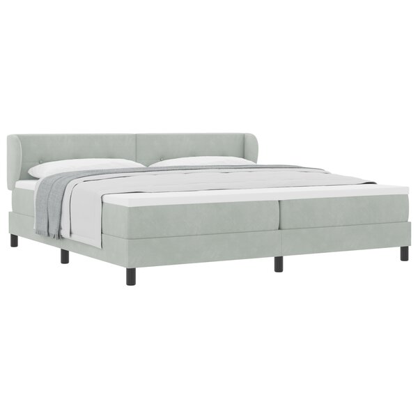vidaXL Cadre de Lit à Ressorts avec Matelas Gris Clair 200x200 cm Velours