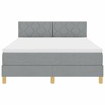 vidaXL Lit boxspring avec matelas Gris clair 160 x 200 cm tissu