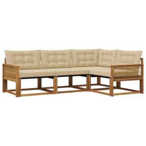 vidaXL Ensemble de canapés d'extérieur 4 pc Naturel et Beige