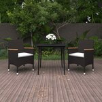 vidaXL Ensemble à manger de jardin coussins 3 Pièces Résine tressée Verre