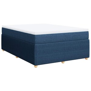 vidaXL Sommier à lattes de lit avec matelas Bleu 140x200 cm Tissu