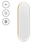 Poste de coiffure miroir éclairage led ultra-plat ovale 70 x 4 x 180 cm verre acier doré 14_0009651