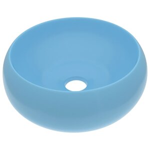 vidaXL Lavabo rond de luxe Bleu clair mat 40x15 cm Céramique