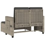 vidaXL Banc inclinable de jardin et coussins gris clair résine tressée