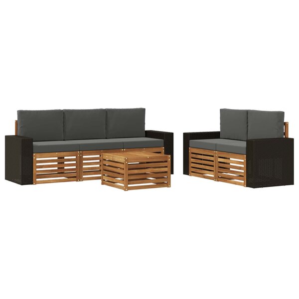 vidaXL Ensembles de canapés avec coussin 6 Pièces Bois d'Acacia Massif