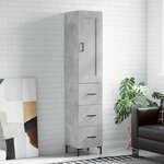 vidaXL Buffet haut Gris béton 34 5x34x180 cm Bois d'ingénierie